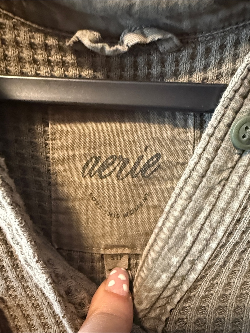 aerie Waffle Knit Button-Down Shirt Jacket in Light Taupe - Picture 2 of 4